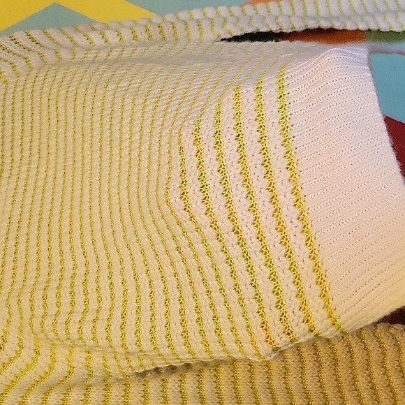 Delia's Vintange Striped Cropped Sweater Lime Green And White Size Medium - Picture 8 of 10